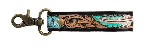 ABCO Canyon Feather Hand-Tooled Key Fob