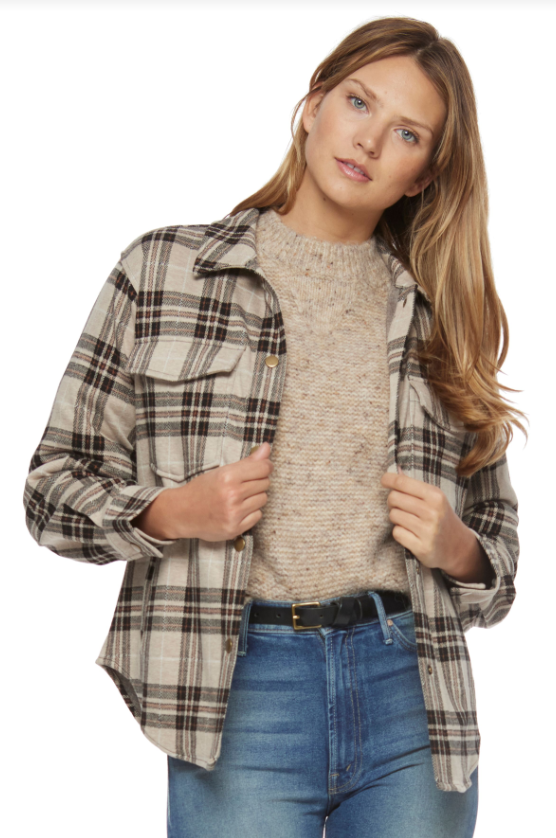 FLAG & ANTHEM Maryville Double Pocket Plaid Knit Shirt Jacket