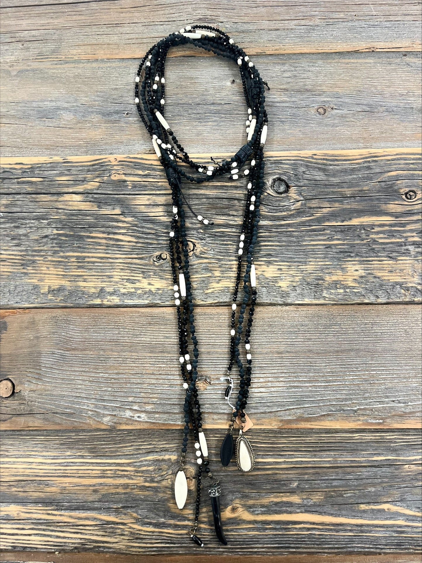 AMY KAPLAN Bone & Bead Lariat Necklace