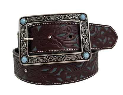 ABCO Tooled Filagree Rectangular Buckle Belt