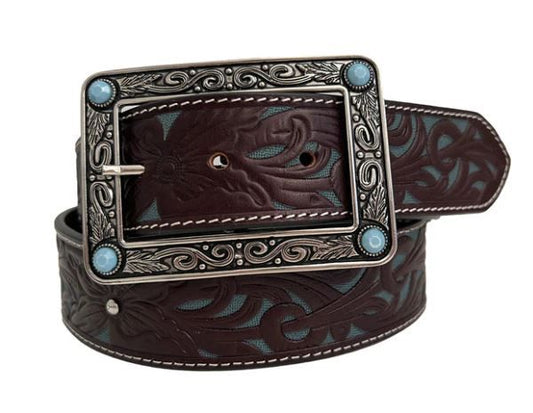 ABCO Tooled Filagree Rectangular Buckle Belt