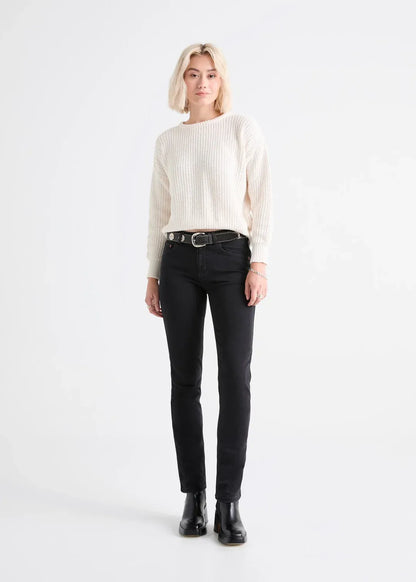 DUER WOMEN'S DENIM SLIM STRAIGHT AGED BLACK