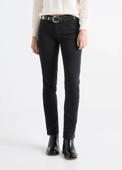 DUER WOMEN'S DENIM SLIM STRAIGHT AGED BLACK