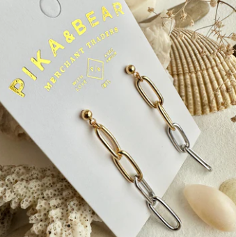 ABCO Paperclip Chain Drop Stud Earrings