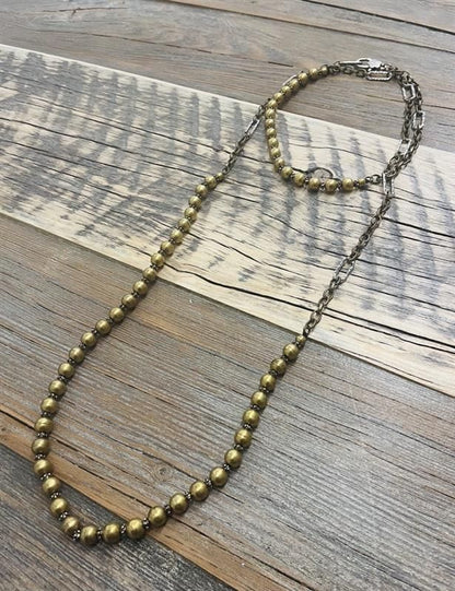 AMY KAPLAN Brass Beads with Chain Necklace