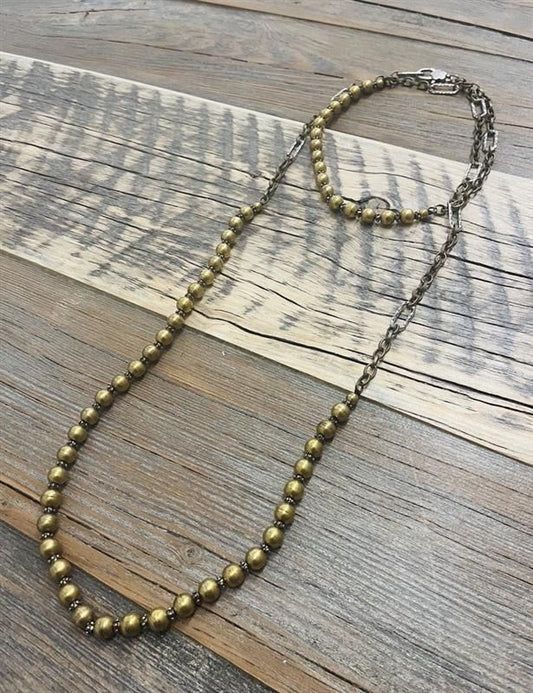 AMY KAPLAN Brass Beads with Chain Necklace