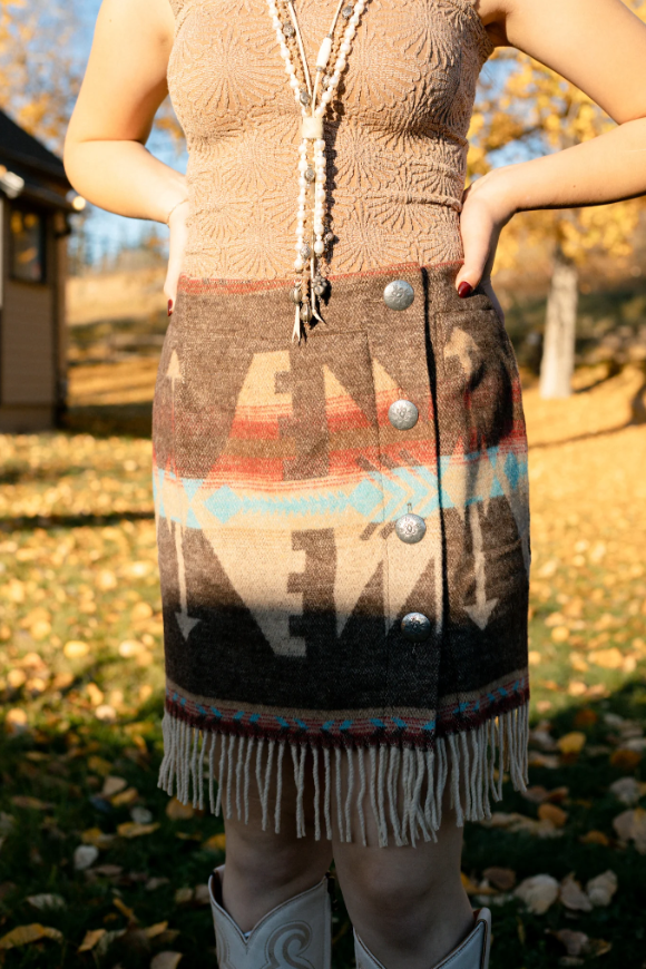RHONDA STARK Side Button Wool Skirt