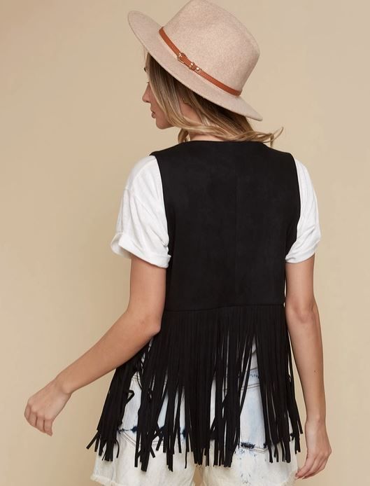 SAINTS & HEARTS Fringe Suede Vest