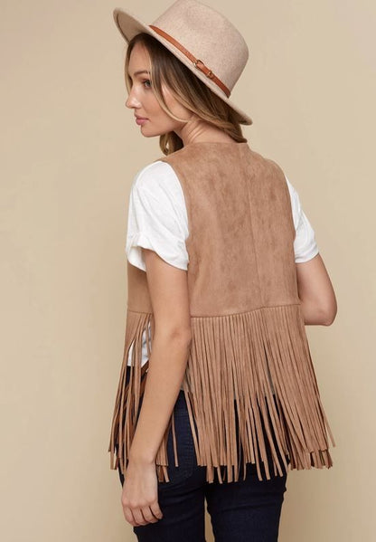 SAINTS & HEARTS Fringe Suede Vest