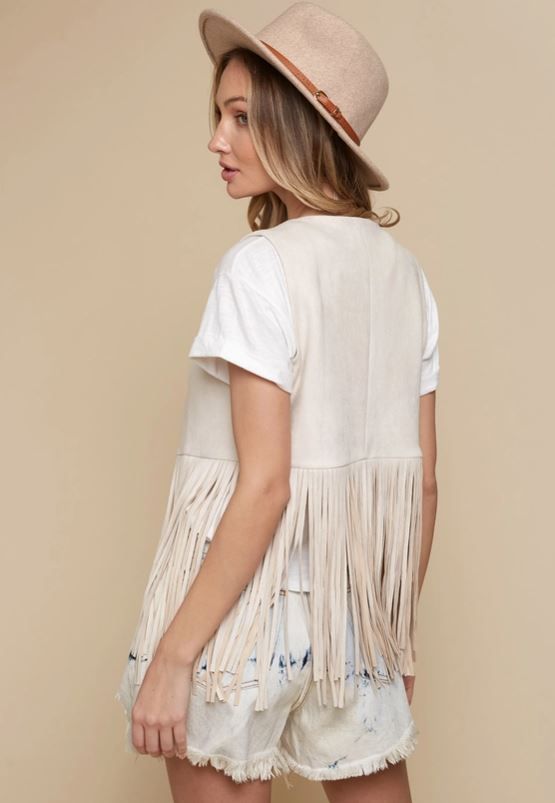 SAINTS & HEARTS Fringe Suede Vest