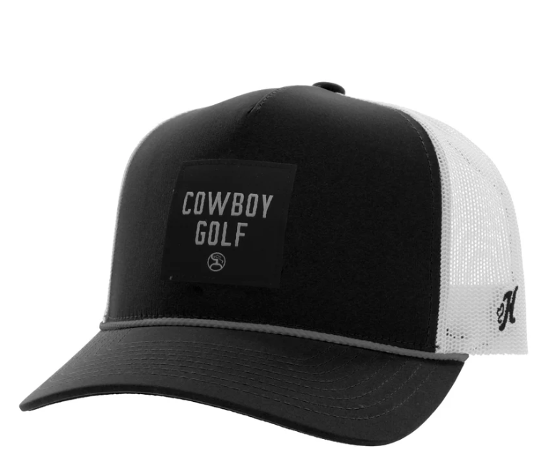HOOEY Cowboy Golf 5 Panel Square Patch Trucker Hat