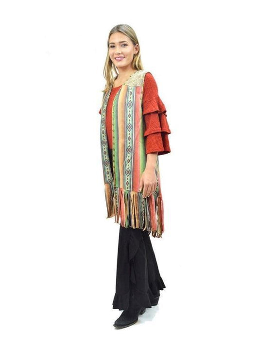 FASHION EXPRESS Multicolored Stripes Vest