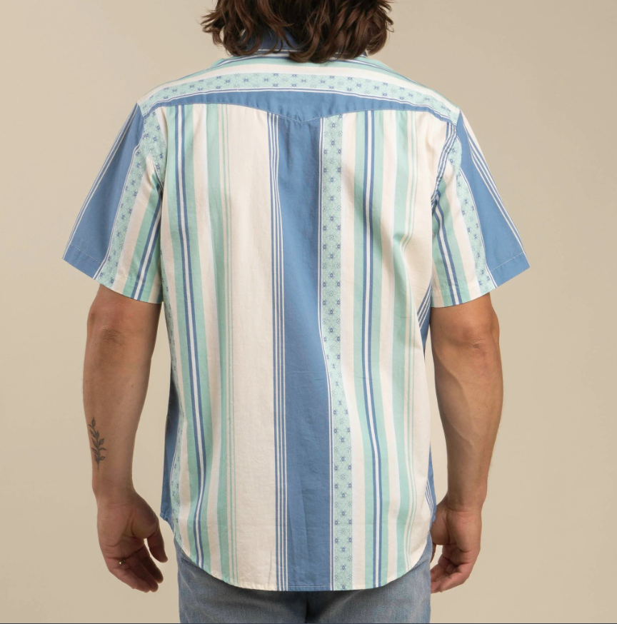 SENDERO The Wyatt Pearl Snap Short Sleeve Stripe Shirt – Alberta Boot