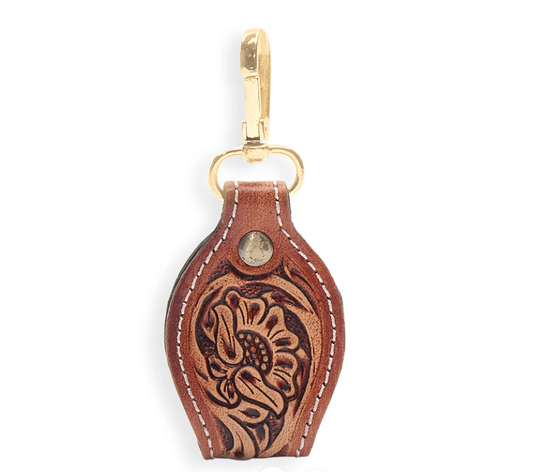 ABCO Sunset Red Hand Tooled Leather Key Fob