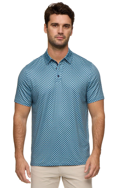 FLAG & ANTHEM Fridley SS Agave Print Performance Polo