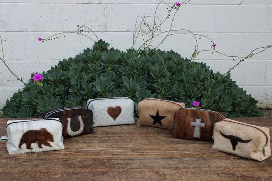GAUCHO SHEEP & LEATHER Lg Makeup Bag with Desigh