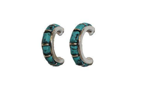 ABCO Turquoise Inlay Hoop Earring