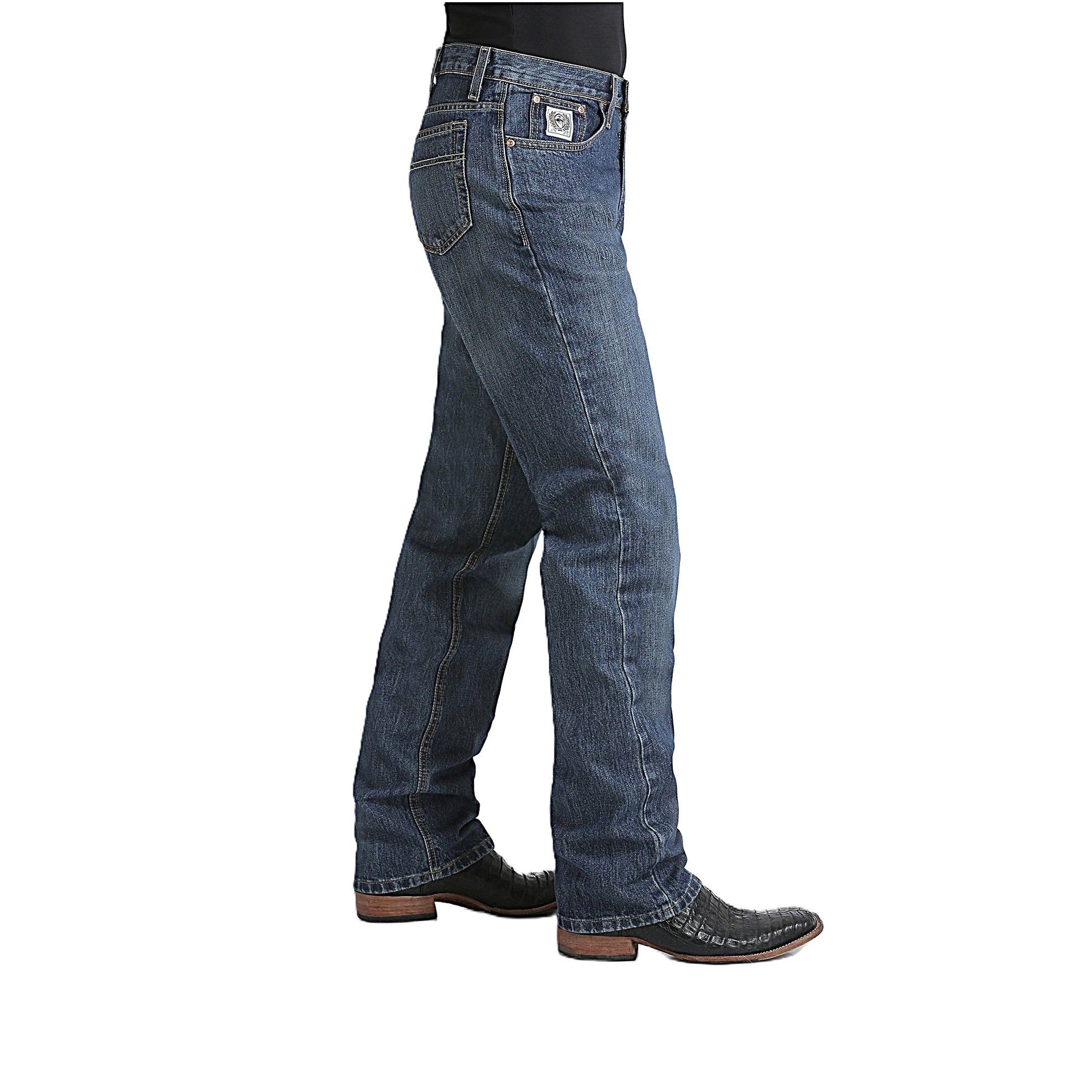 【HI FI FNK】(W) Steel Cinch Denim Cinch Mens Relaxed Fit White Label Jeans - Dark Stonewash