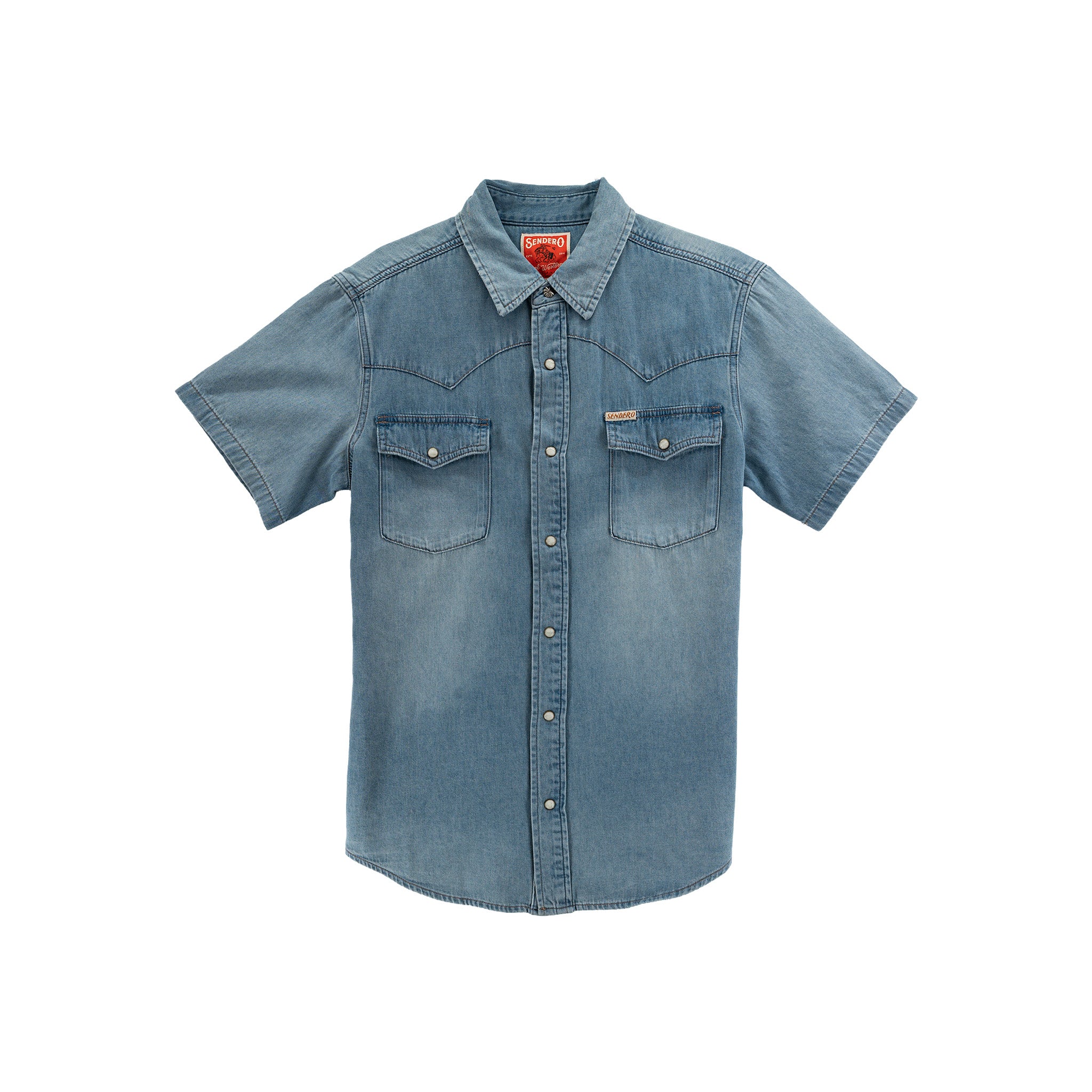 Sendero The Wyatt Pearl Snap Short Sleeve Denim Shirt – Alberta Boot