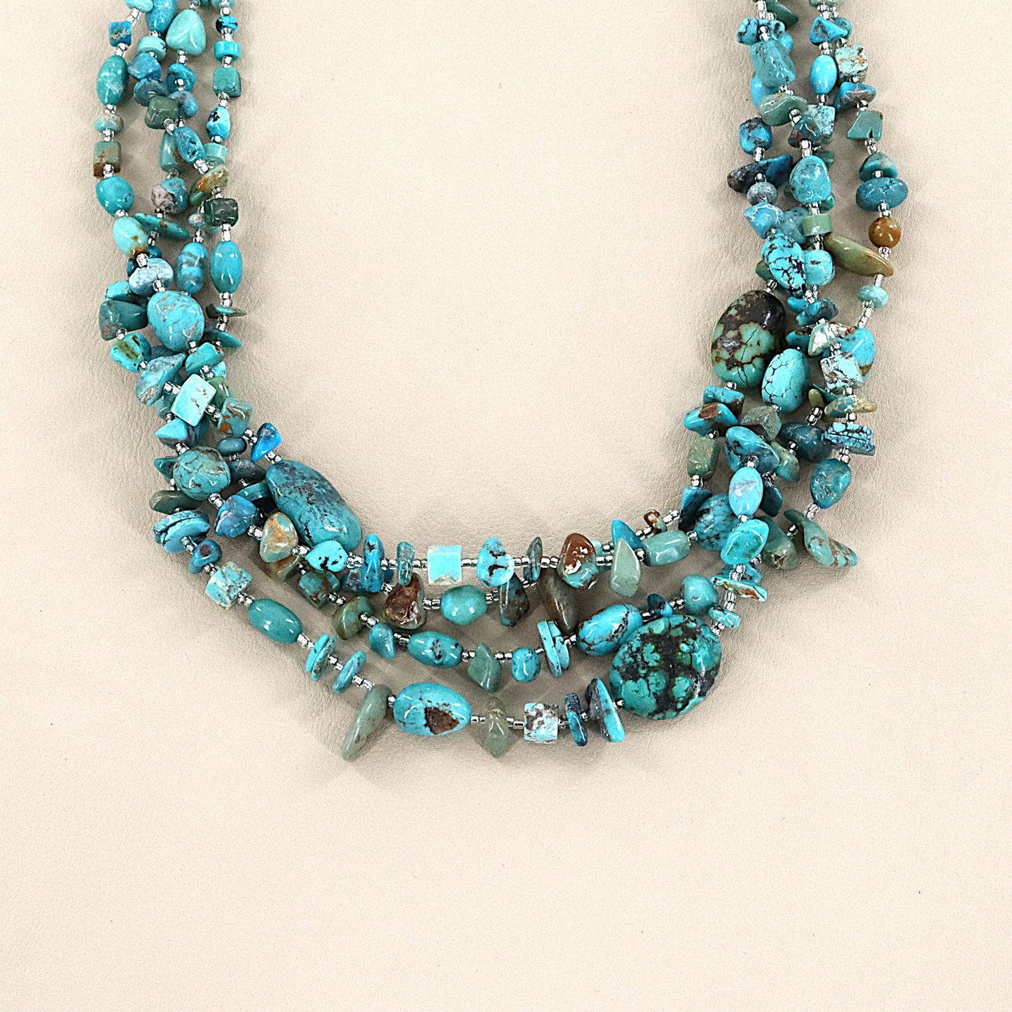 PAIGE WALLACE 4 Strand Various Turquoise Glass Seed Necklaces