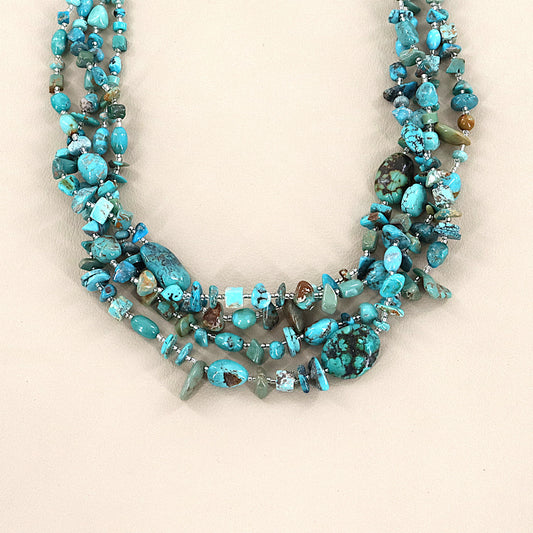 PAIGE WALLACE 4 Strand Various Turquoise Glass Seed Necklaces
