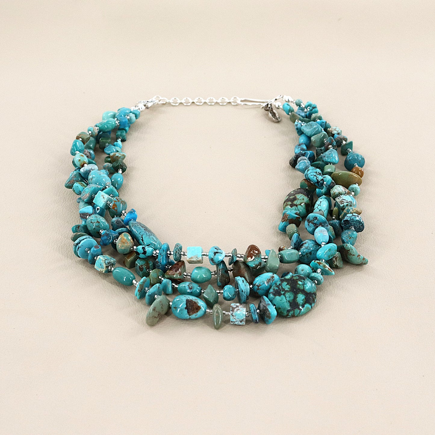PAIGE WALLACE 4 Strand Various Turquoise Glass Seed Necklaces