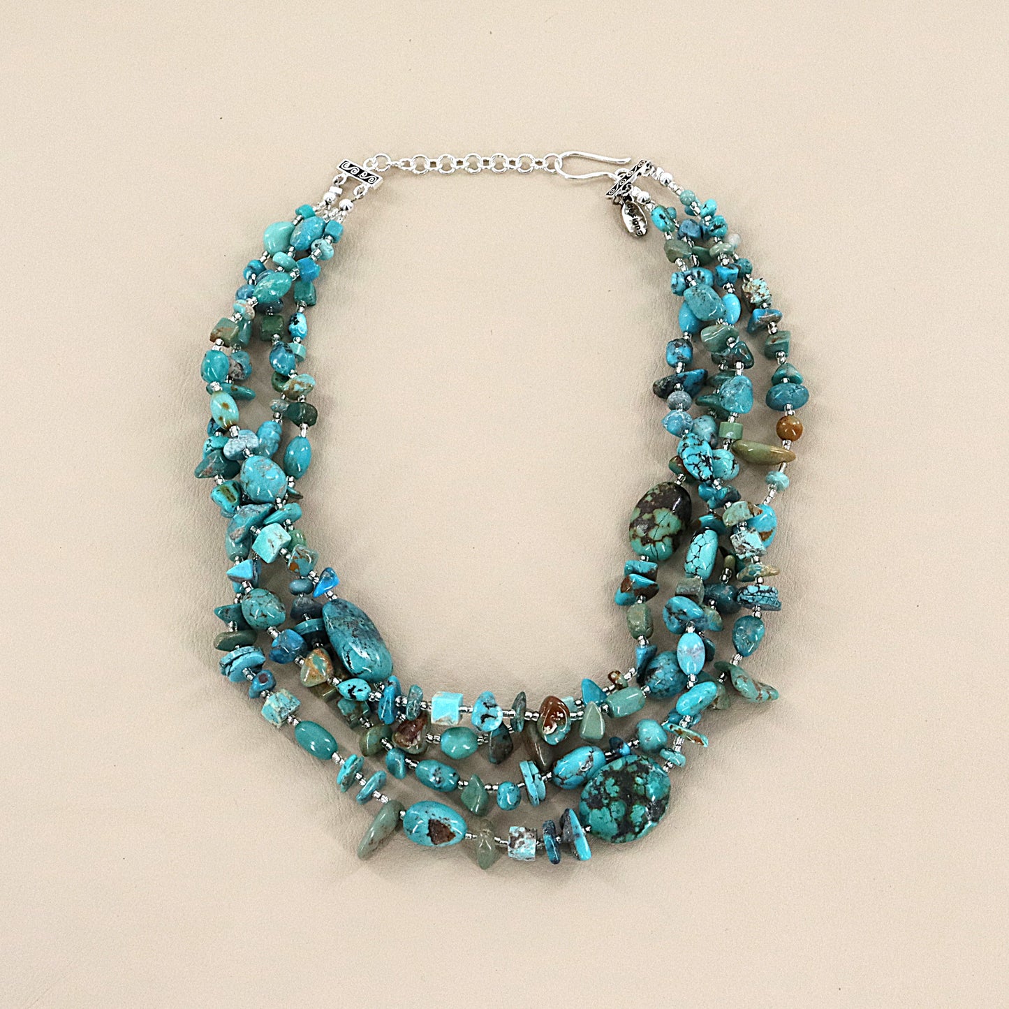 PAIGE WALLACE 4 Strand Various Turquoise Glass Seed Necklaces
