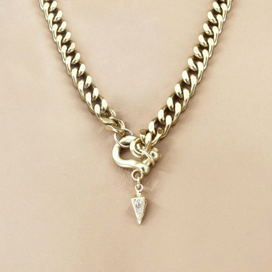 RACHEL NATHAN Shackle Single Art Deco Drop Necklace
