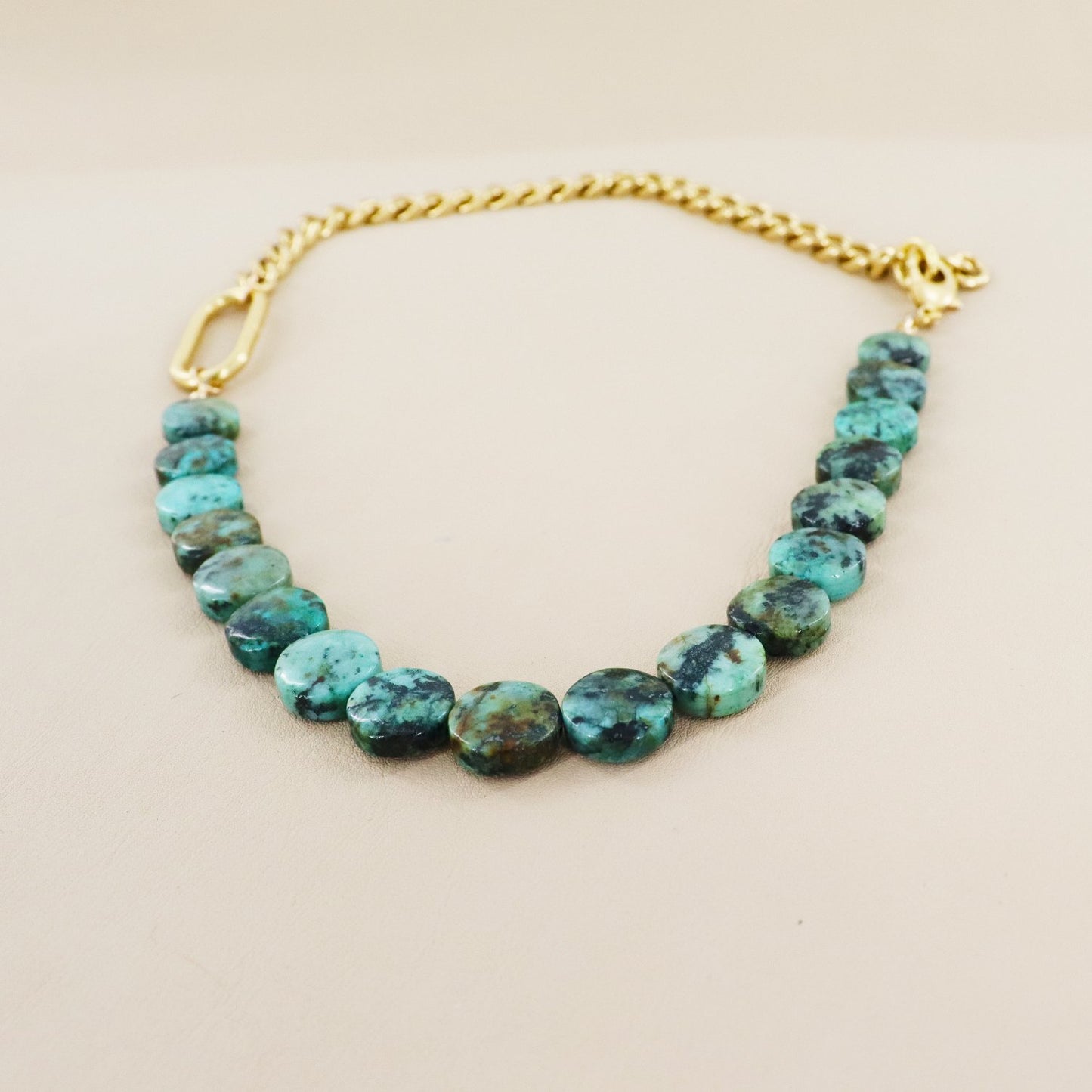 RACHEL NATHAN Race Track & African Turquoise Coin Necklace