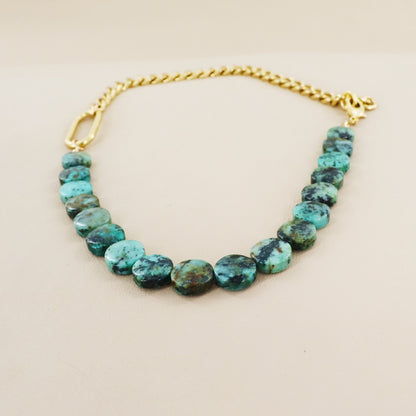 RACHEL NATHAN Race Track & African Turquoise Coin Necklace