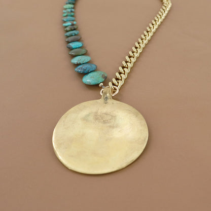 RACHEL NATHAN Turquoise & Shield Necklace