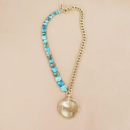 RACHEL NATHAN Turquoise & Shield Necklace