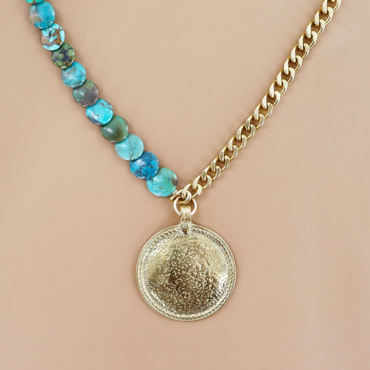 RACHEL NATHAN Turquoise & Shield Necklace