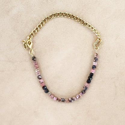 RACHEL NATHAN Shackle Single Rhodonite Necklace