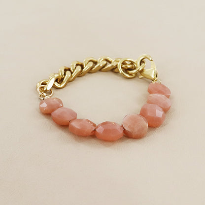 RACHEL NATHAN Remix Peach Moonstone Coin Bracelet