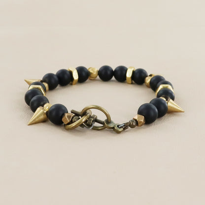 RACHEL NATHAN On Point Matte Black Agate Bracelet