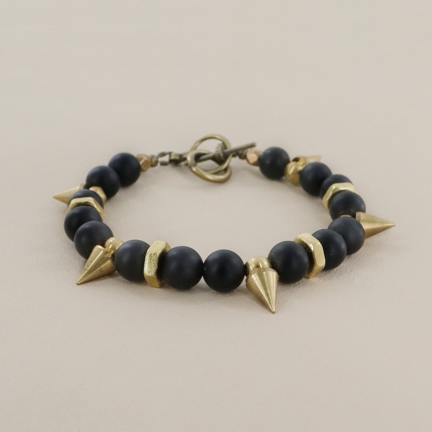 RACHEL NATHAN On Point Matte Black Agate Bracelet