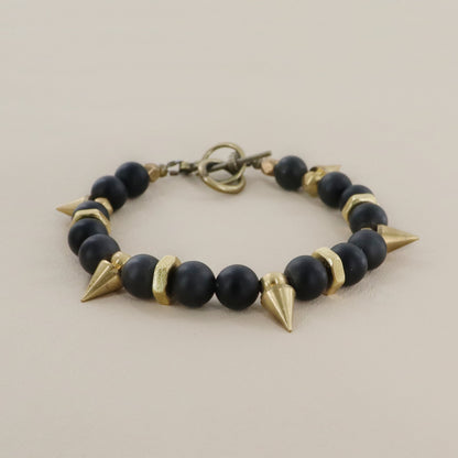 RACHEL NATHAN On Point Matte Black Agate Bracelet