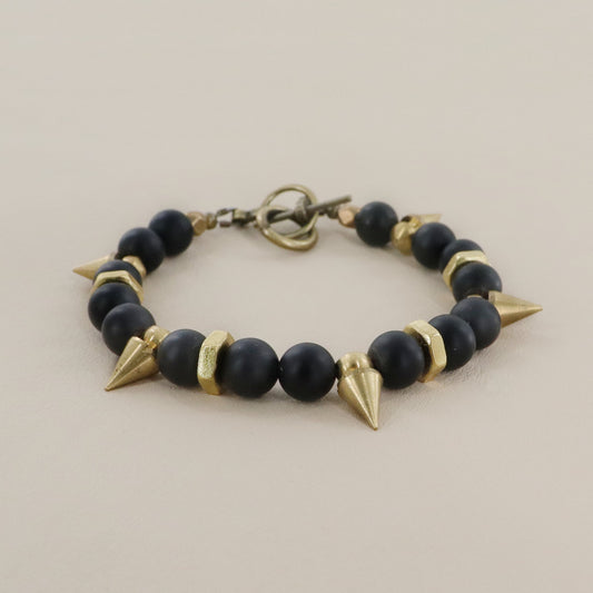 RACHEL NATHAN On Point Matte Black Agate Bracelet