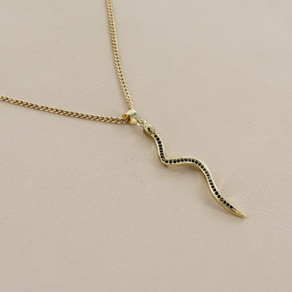 RACHEL NATHAN Black Crystal Snake Necklace