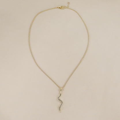 RACHEL NATHAN Black Crystal Snake Necklace