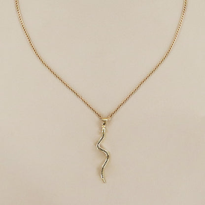 RACHEL NATHAN Black Crystal Snake Necklace