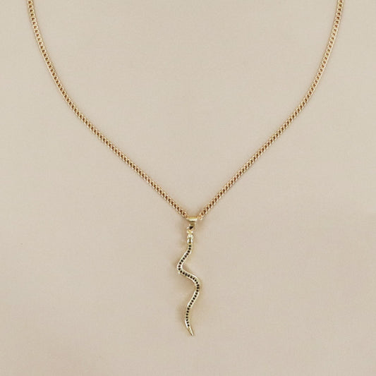 RACHEL NATHAN Black Crystal Snake Necklace