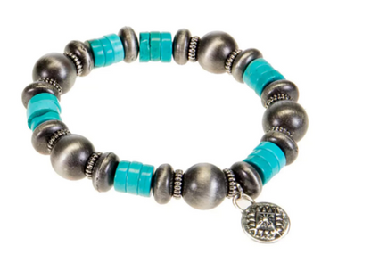 ABCO Faux Navajo Pearl & Turquoise Stretch Bracelet