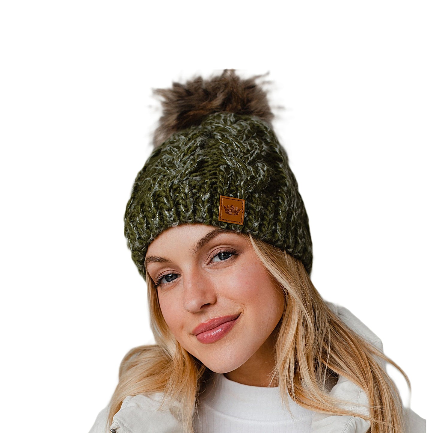 PANACHE Cable Knit Pom Hat