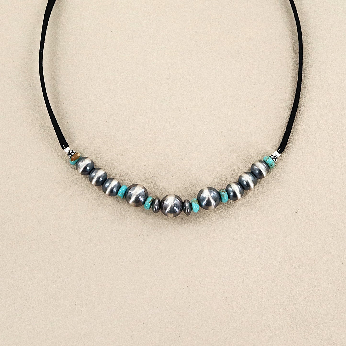 PAIGE WALLACE Turquoise Navajo Pearls Suede Choker