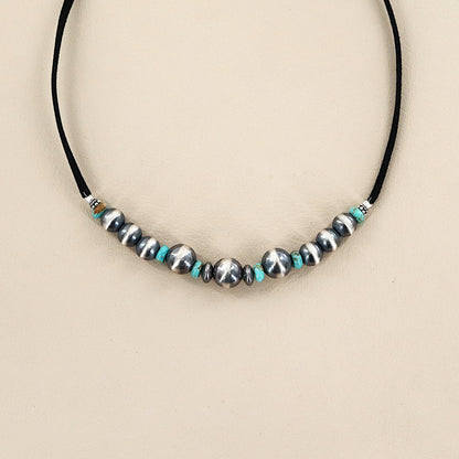 PAIGE WALLACE Turquoise Navajo Pearls Suede Choker