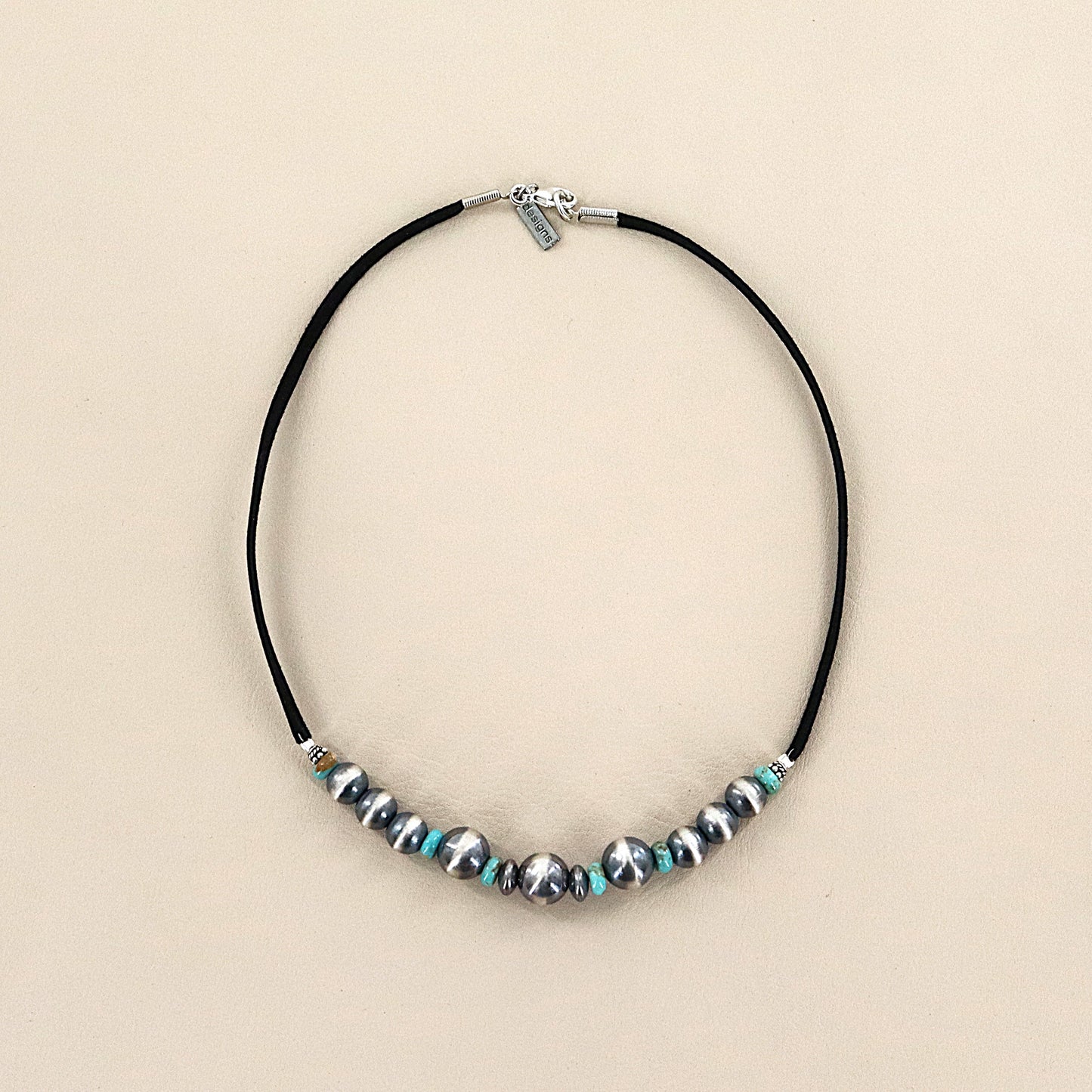 PAIGE WALLACE Turquoise Navajo Pearls Suede Choker