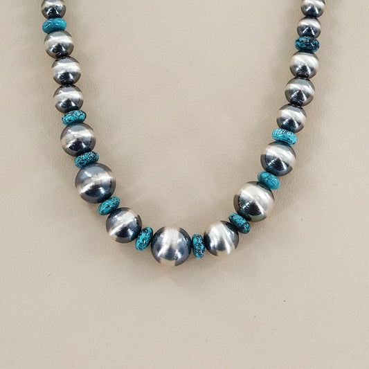 PAIGE WALLACE Navajo Pearls Turquoise Stones Necklace
