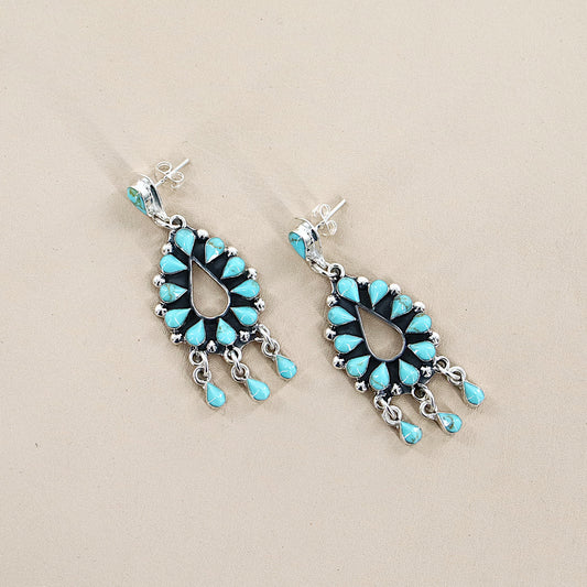PAIGE WALLACE Turquoise Single Tear Earrings With Dangles